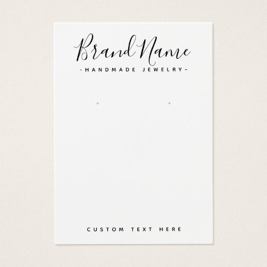 Modern script add logo white earring display card