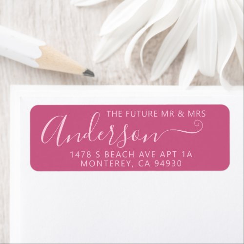 Modern script address for families and wedding lab label