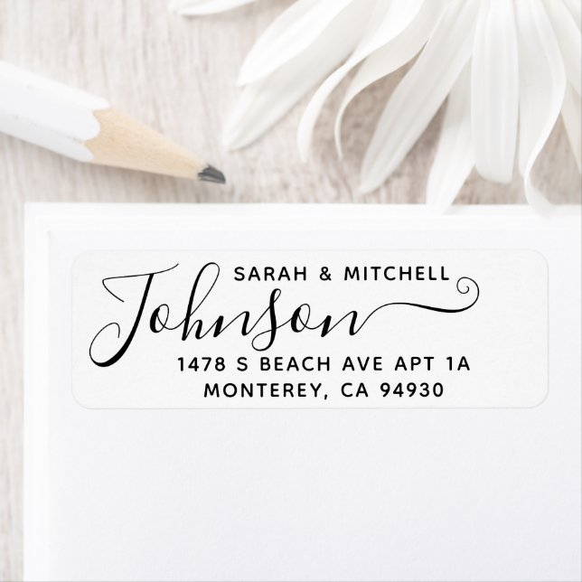 Modern script address for families and wedding label (Insitu)