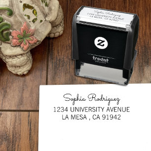 Modern Script Address Self Inking Rubber Stamp