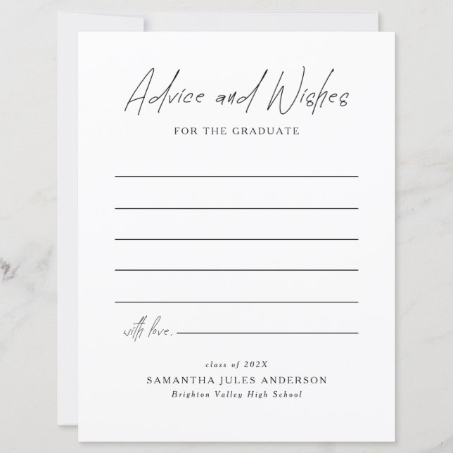 Modern Script Advice and Wishes Graduation Party (Front)