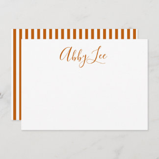 Modern Script and Stripe Stationery Thank You Card