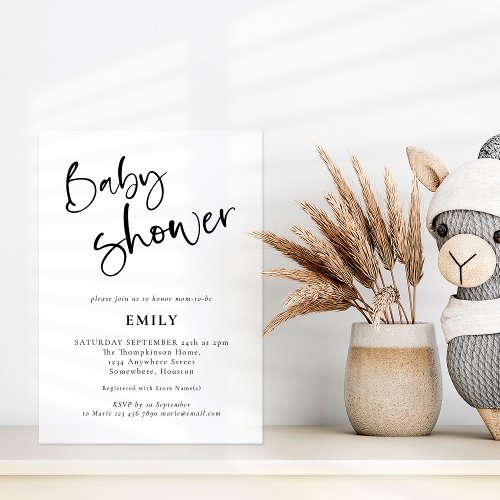 Modern Script Any Color Baby Shower  Invitation