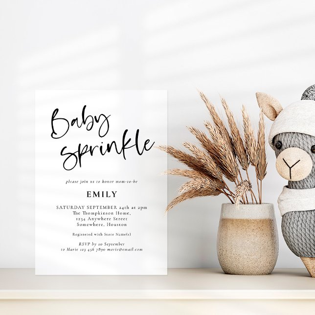 Modern Script Any Color Baby Sprinkle Shower Invitation (Creator Uploaded)