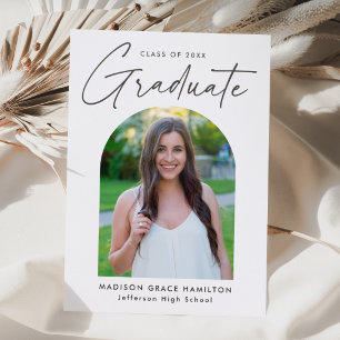 Modern Script Arch Graduation Letterpress Photo Cards