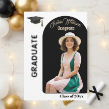 Modern Script Arch Photo Graduation Minimal Black