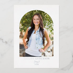 Modern Script Arch Photo Lilac Graduation Party Foil Invitation