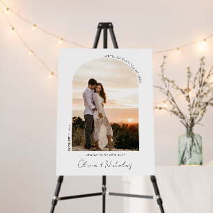 Modern Script Arched Frame Photo Wedding Welcome F Foam Board