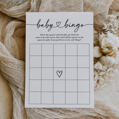 Modern Script Baby Bingo Baby Shower Game Invitation