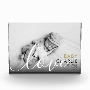 Modern Script Baby Birth Stats Photo Block