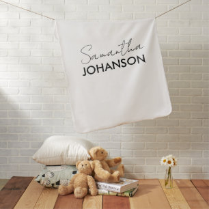 Modern Script Baby Name Minimalist Kids Blanket