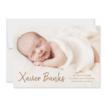Modern Script Baby Photo Birth Announcement