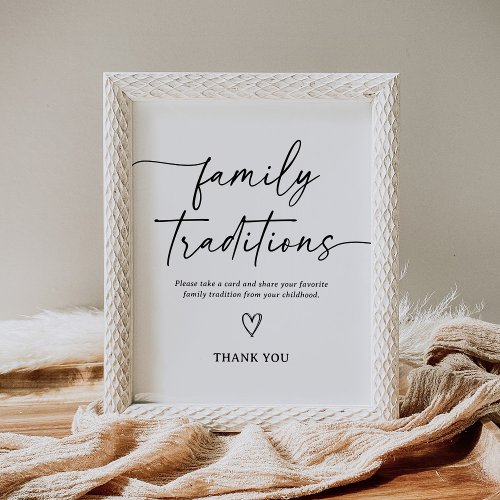 Modern Script Baby Shower Family Traditions Sign