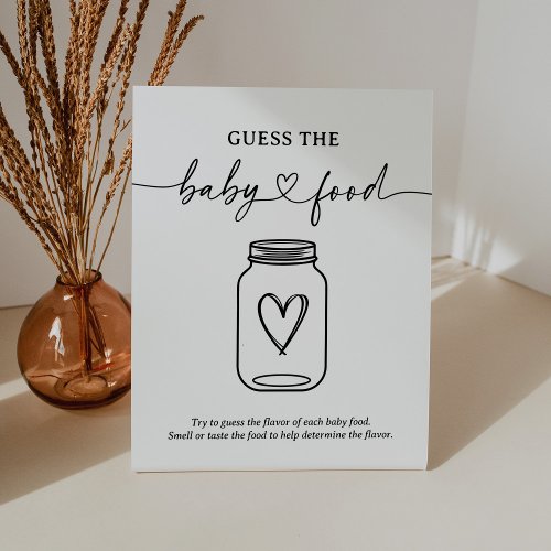 Modern Script Baby Shower Guess The Baby Food Sign