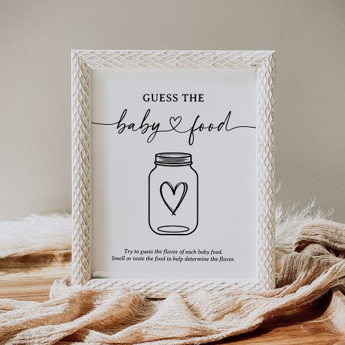 Modern Script Baby Shower Guess The Baby Food Sign