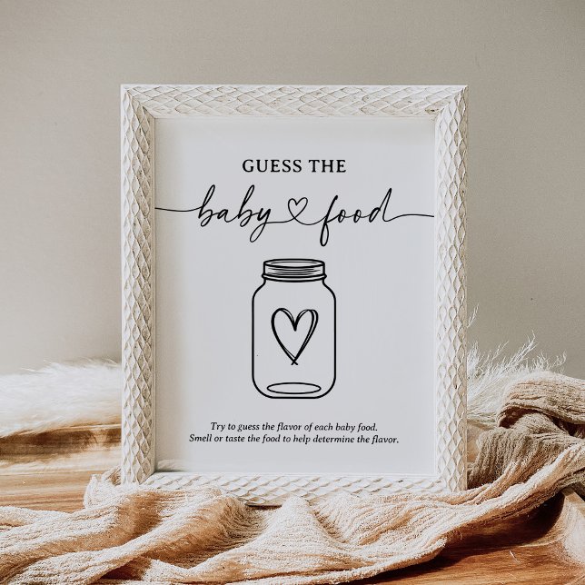 Modern Script Baby Shower Guess The Baby Food Sign (Creator Uploaded)