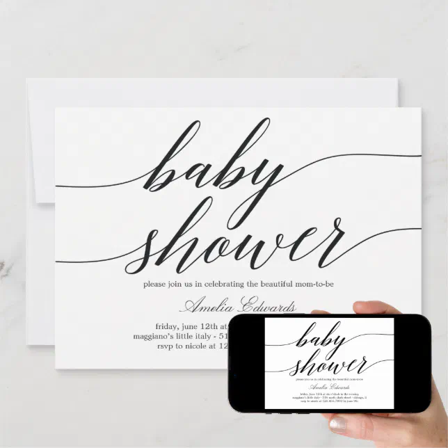 Modern Script Baby Shower Invitation | Zazzle