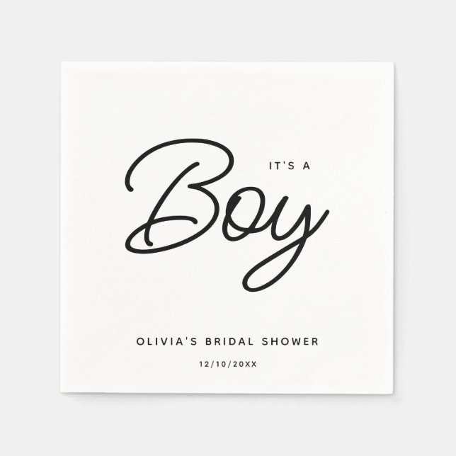 Modern Script Baby Shower It's A Boy Napkins (Front)