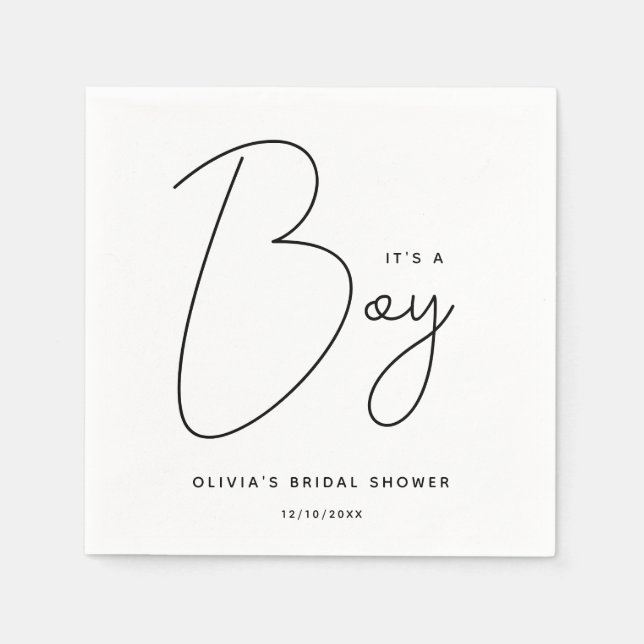 Modern Script Baby Shower It's A Boy Napkins (Front)