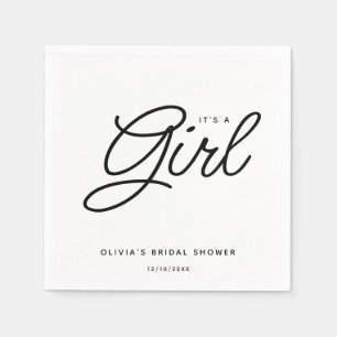 Modern Script Baby Shower It's A Girl Napkins