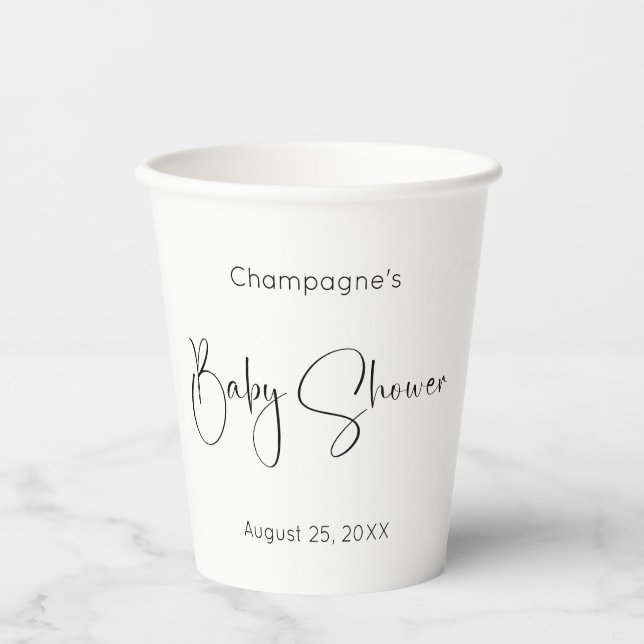 Modern Script Baby Shower Paper Cups (Front)