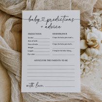 Modern Script Baby Shower Predictions and Advice Invitation