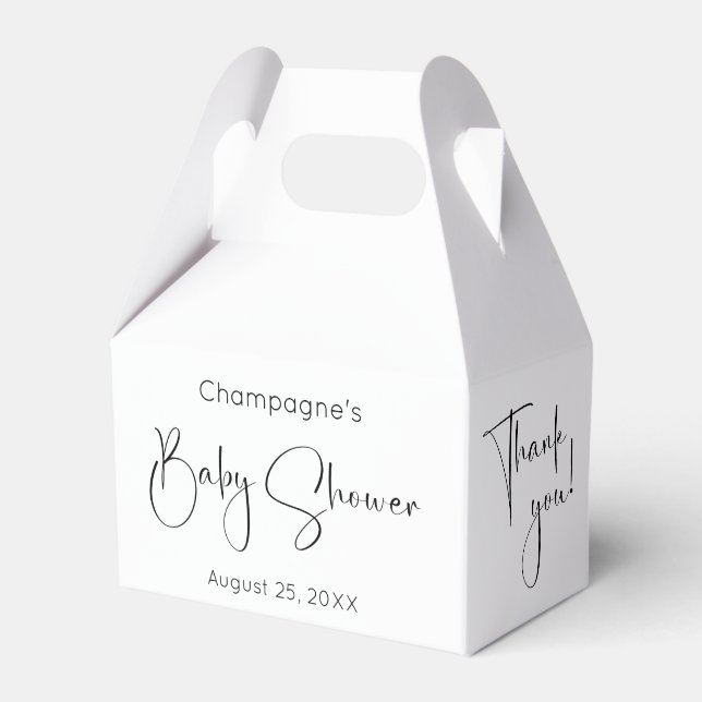 Modern Script Baby Shower Thank You Favor Boxes (Front Side)