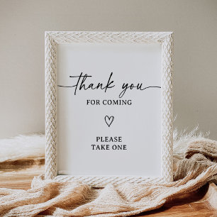 Modern Script Baby Shower Thank You Favors Sign