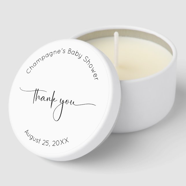 Modern Script Baby Shower Thank You Mini Candle Favors (Corner)