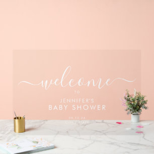 Modern Script Baby Shower Welcome White Acrylic Sign