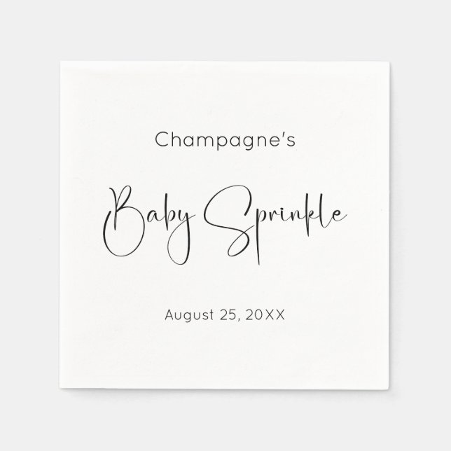 Modern Script Baby Sprinkle Napkins (Front)