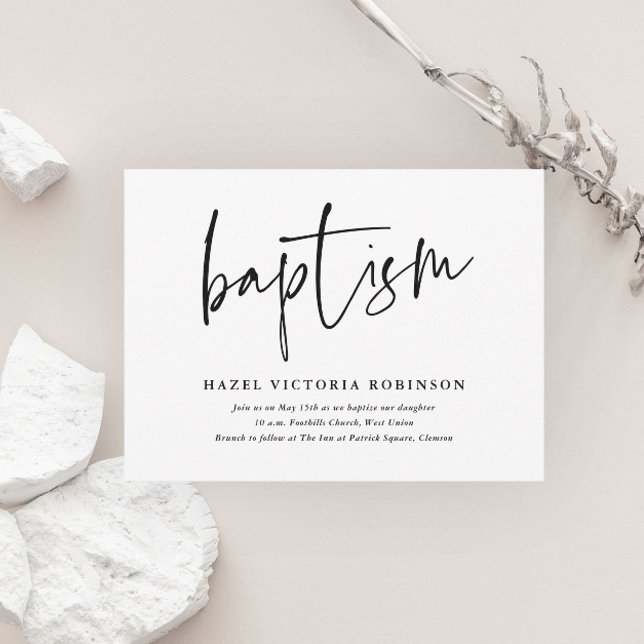 Modern Script  Baptism & Christening Invitation (Creator Uploaded)