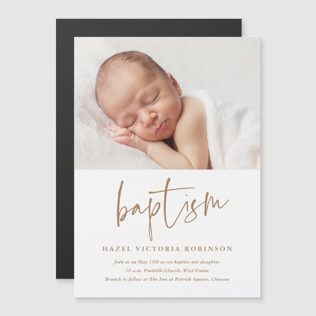 Modern Script Baptism & Christening Invitation (Front/Back)