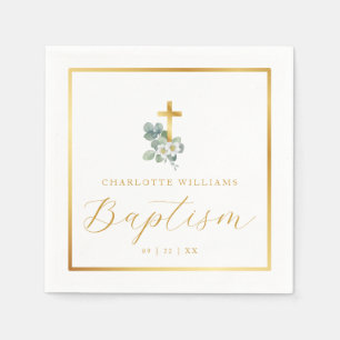 Modern Script Baptism Napkins   Elegant Religious