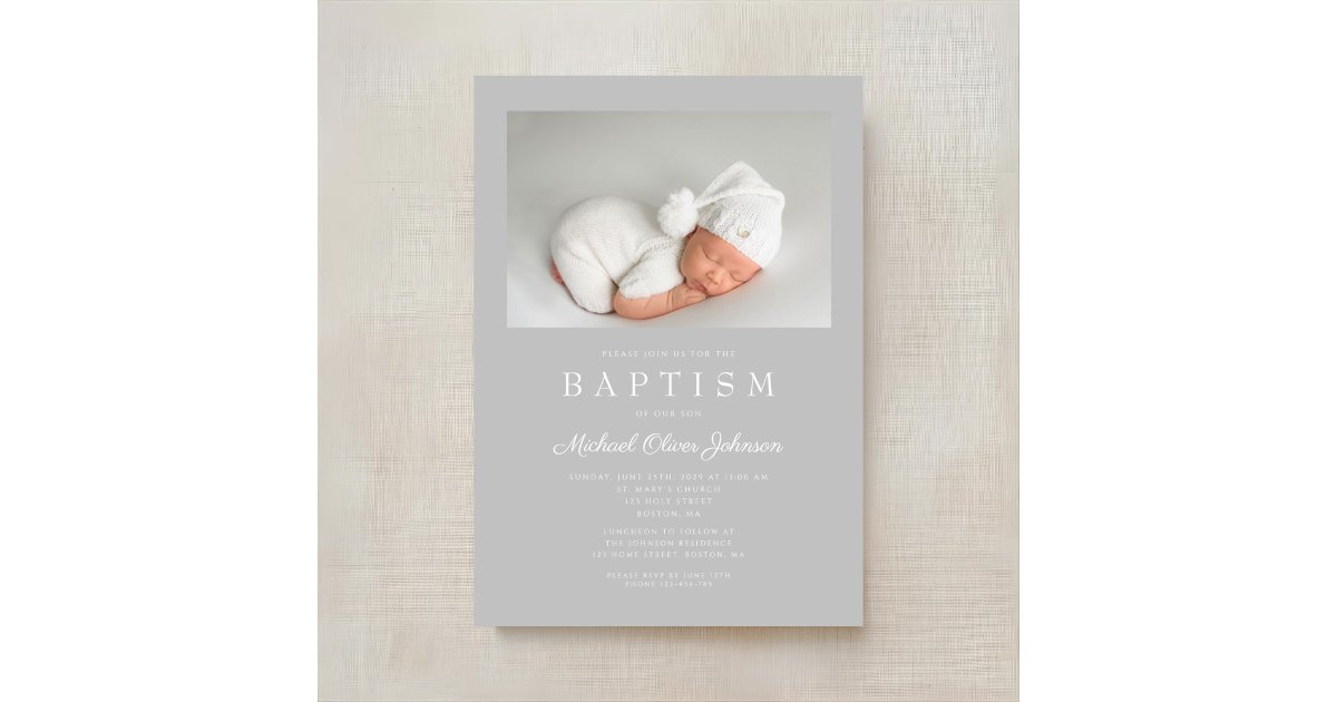 Modern Script Baptism Photo Invitation | Zazzle