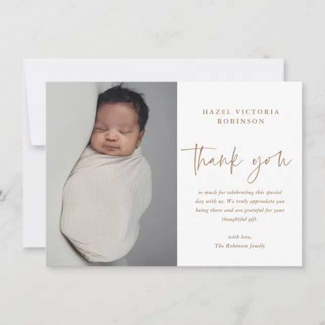 Modern Script Baptism Thank You Card | Zazzle