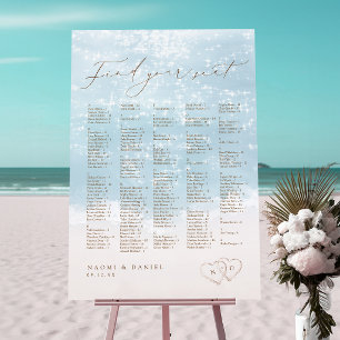 Modern Script Beach Alphabetical Seating Chart Foam Board