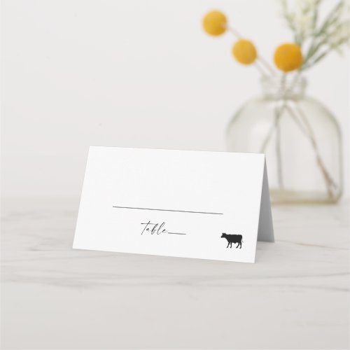Modern Script Beef Meal Option Folded Wedding Place Card