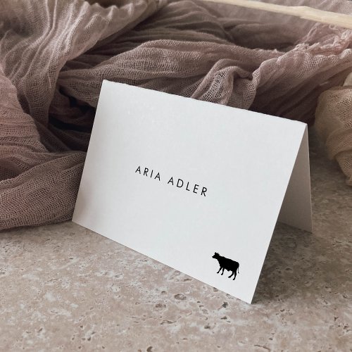 Modern Script Beef Menu Name Wedding Place Cards