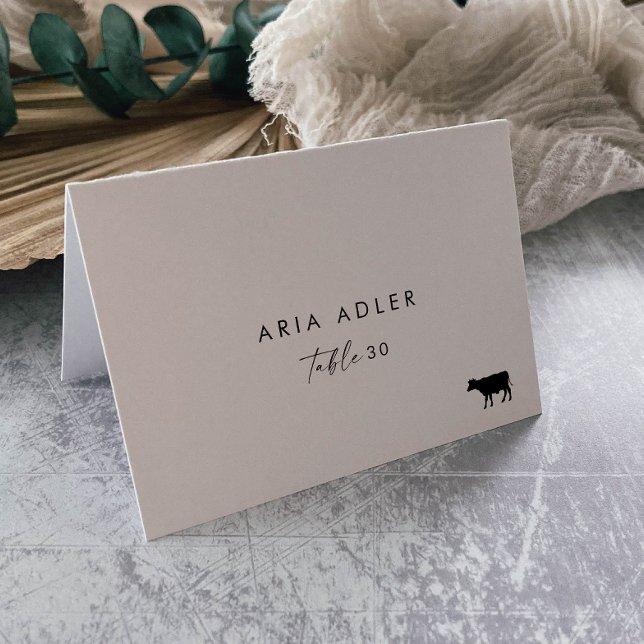Modern Script Beef Menu Option Wedding Place Cards (Creator Uploaded)