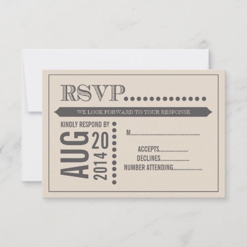 Modern Script Beige &amp; Grey Wedding RSVP