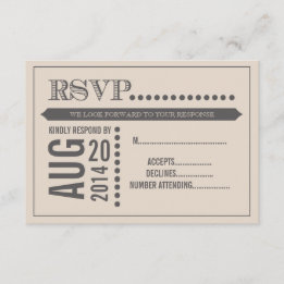 Modern Script Beige & Grey Wedding RSVP Card