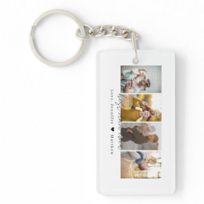 Modern Script Best Dad Ever 4 Photos Collage Keychain