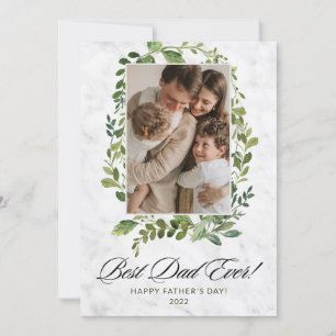 Modern Script Best Dad Ever Leaf Father's Day Card