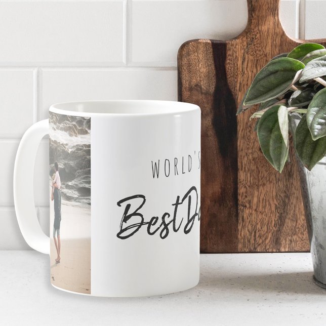 Modern Script Best Dad Father's Day Gift Photo Coffee Mug (Creator Uploaded)