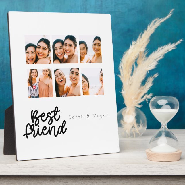 Modern script best friend photo collage plaque (Side)