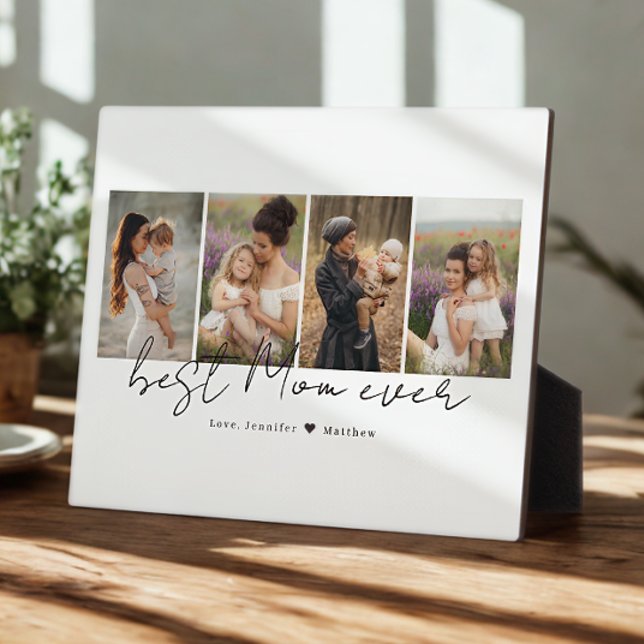 Modern Script Best Mom Ever 4 Photos, Mother's Day Plaque (Creator Uploaded)