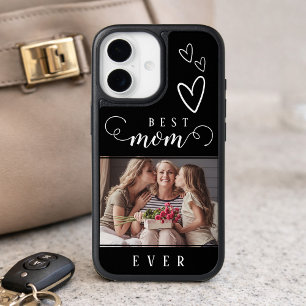 Modern Script Best Mom Ever Photo Black and White iPhone 17 Case