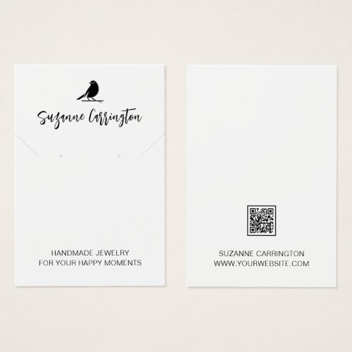 Modern Script Bird Logo Jewelry Display Card