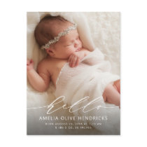 Modern Script Birth Announcement Postcard